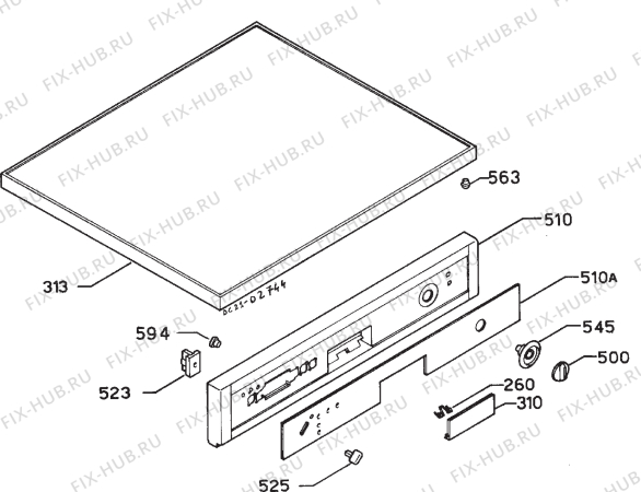 Взрыв-схема посудомоечной машины Faure LVO220W - Схема узла Command panel 037